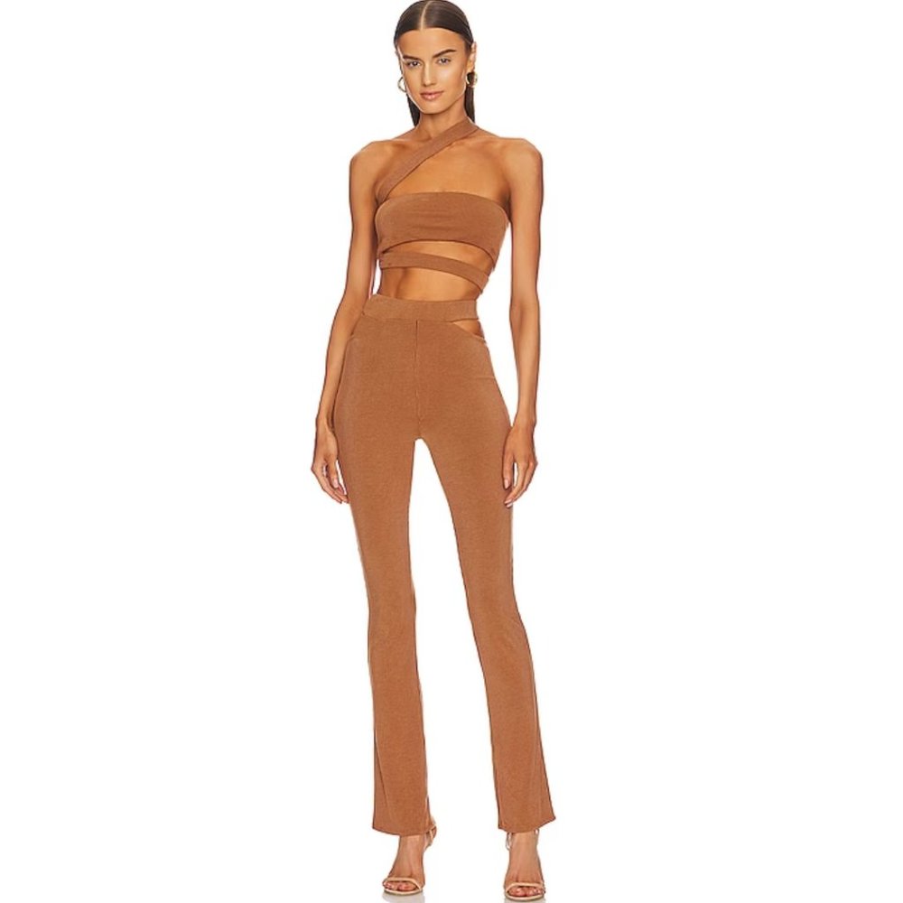 Michael Costello x REVOLVE 2 Piece Wllie Set Pant & Top in Camel NWOT Small